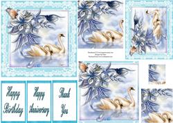 Swans and Lace Pyramid and Gift Tag