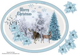 Merry Christmas Reindeer in the Snow