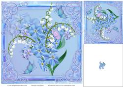 Blue and White and Butterflies Topper and Gift Tag