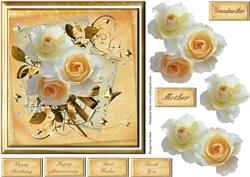 Cream Roses on Gold with Decoupage