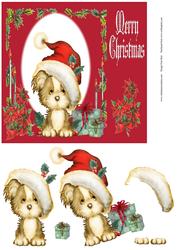 A Lonely Christmas Pup with Decoupage
