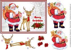 Santa and Rudolf Deliver Christmas with Decoupage