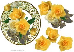 Yellow and Cream Roses on Gold