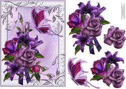 Roses, Lilies and Butterfly