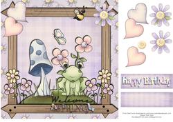 Frog with Hearts and Flowers