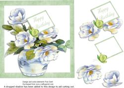A Vase of White Peonies Quick Card