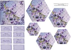 Chickadees and Lilies Hexagon Pyramid Topper