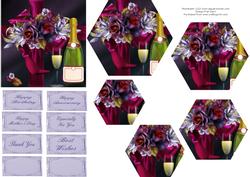 Black Roses Hexagon Pyramid Topper