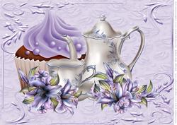 Cupcake, Lilies and Tea A4