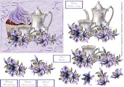 Cupcake, Lilies and Tea with Decoupage