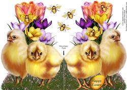 Easter Chicks and Flowers