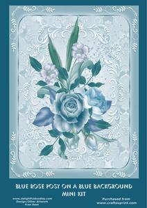 Blue Rose Posy on a Blue Background