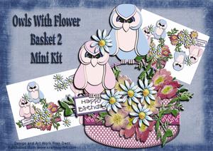 Owls with Flower Basket 2 Mini Kit