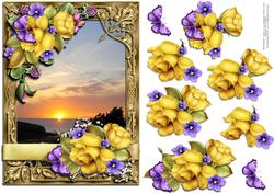 Yellow Roses Embellished Gold Frame
