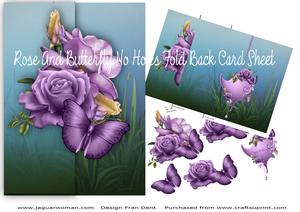 Rose and Butterfly No Holes Fold Back Card Sheet