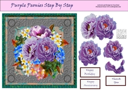 Purple Peonies Step By Step