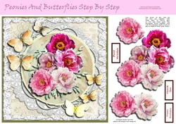 Peonies And Butterflies Step By Step