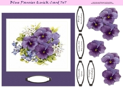 Blue Pansies Quick Card 7x7