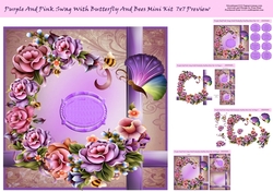 Purple And Pink Swag With Butterfly And Bees Mini Kit 7x7
