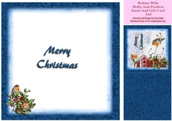 Robins With Holly And Postbox Inseret 8x8 And Gift Card