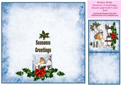 Robin With Seasons Greetings Insert 8x8 With Gift Card