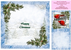 Red Cardinals Happy Christmas Insert and Gift Card 8x8