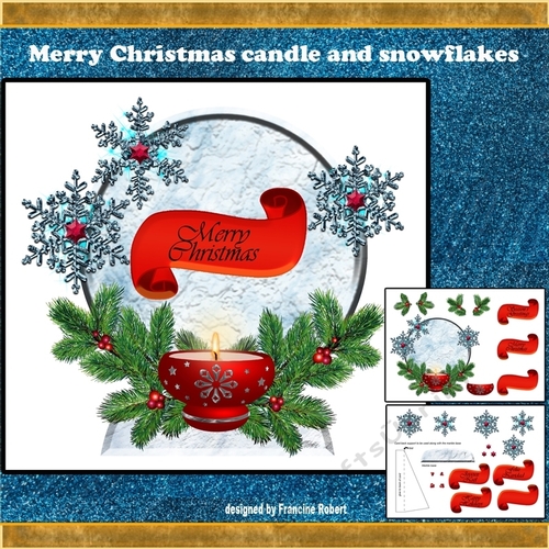 Merry Christmas - Candle and snowflakes