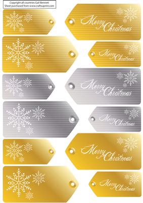 12 Metallic Christmas Tags