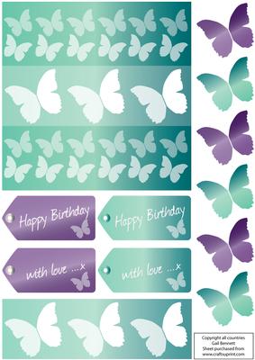 Layered Butterfly Card in Amethyst & Jade