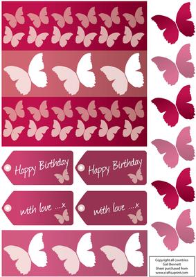 Tea Rose - Layered Butterfly Card in Red Rose Tones