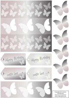Silver Grey - Layered Butterfly Card in Silvery Grey