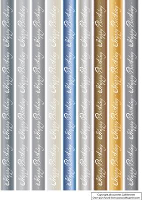 Happy Birthday Ribbons in Various Colours with Satin Effect