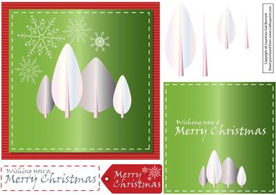 Square Snowy Landscape Card - Red & Green 2