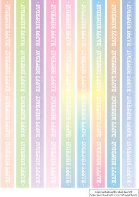 Happy Birthday Ribbons in Pastel Satin Effect