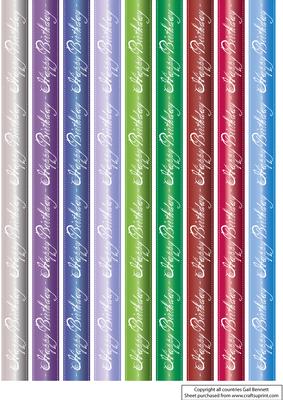 Happy Birthday Ribbons in Rich Jewel Satin Effect