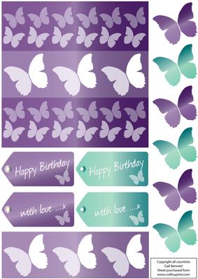 Layered Butterfly Card in Amethyst & Jade