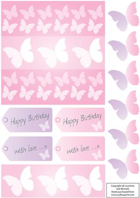 Layered Butterfly Card in Pink & Lilac