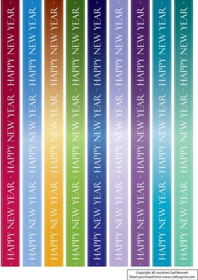 Happy New Year Ribbons in Satin Effect Rich Jewel Colours