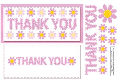 Dl Stitched Thank You Card - Pink