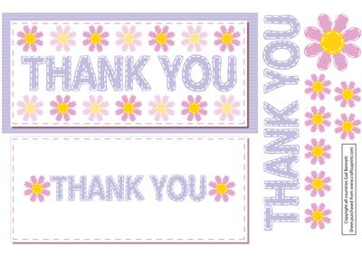 Dl Stitched Thank You Card - Blue