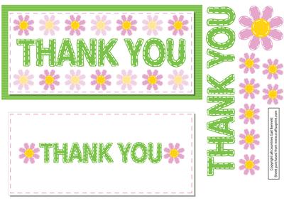 Dl Stitched Thank You Card - Green