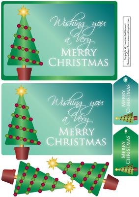 Christmas Tree Card Front - Blues