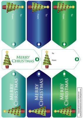 Christmas Tree Tags - Blue Green