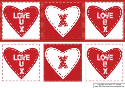 Large Dl Stitched Heart Card - Red & White
