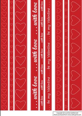 Red Stitched Heart and Sentiment Ribbons