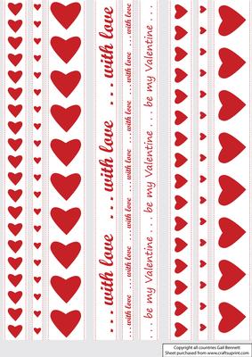 White with Red Heart and Sentiment Ribbons