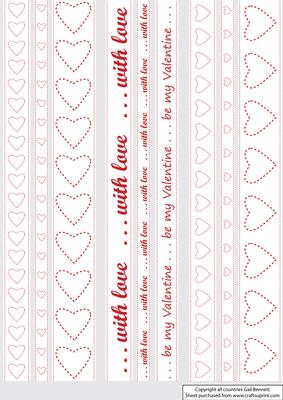 White Ribbons with Red Stitched Heart and Sentiments