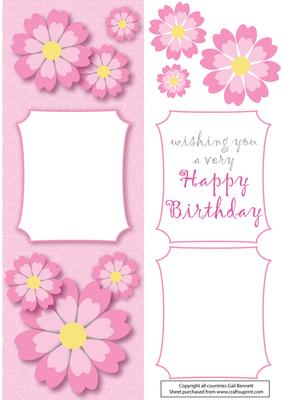 Large Dl Pink Daisy Card