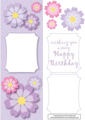 Large Dl Pink/mauve Daisy Card
