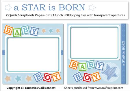 A Star is Born - Boy - 12x12 Scrapbook Quick Pages